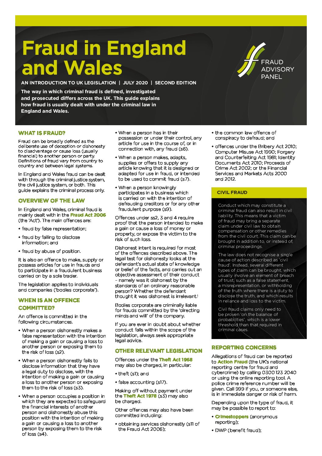 Fraud in England and Wales (2nd ed) July2020 document cover