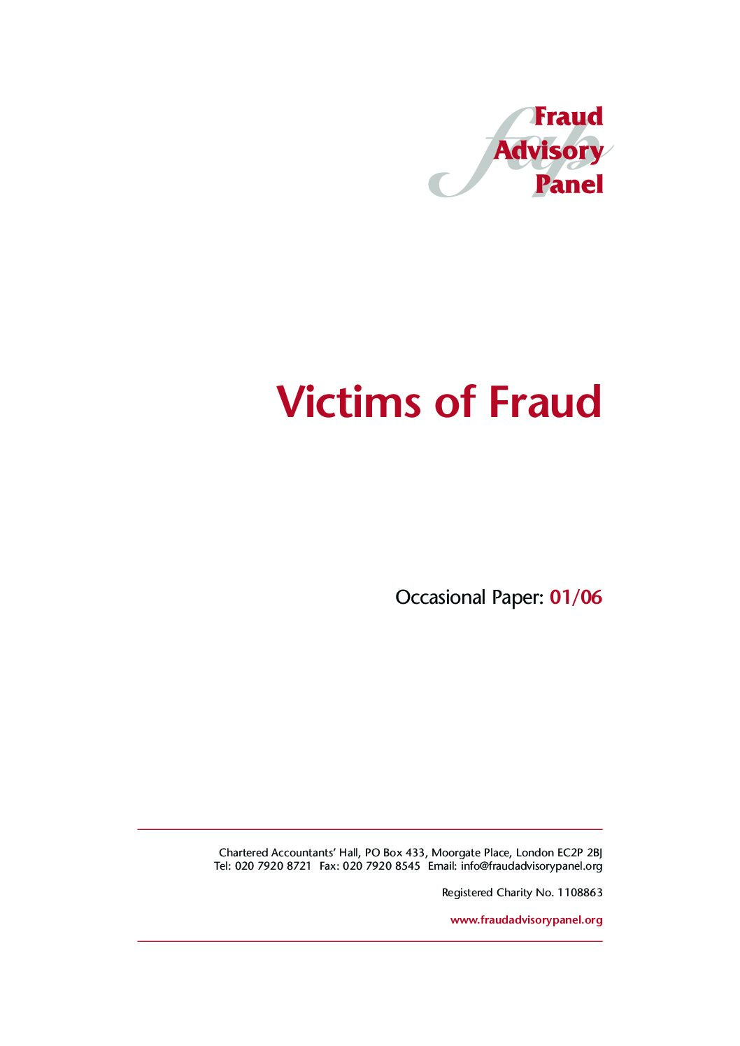 Victims of fraud May06 document cover
